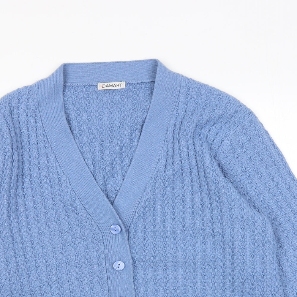 Marks and Spencer Womens Blue V-Neck Acrylic Cardigan Jumper Size 14