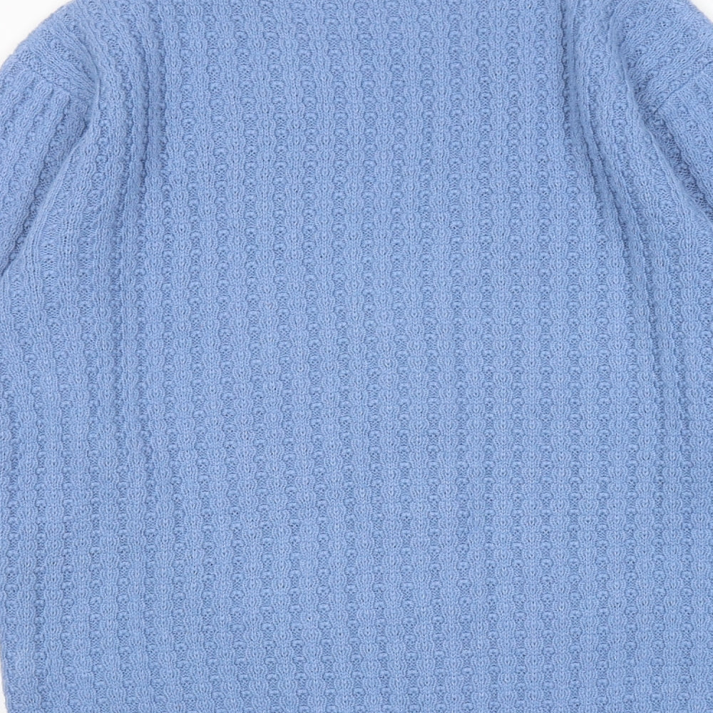 Marks and Spencer Womens Blue V-Neck Acrylic Cardigan Jumper Size 14