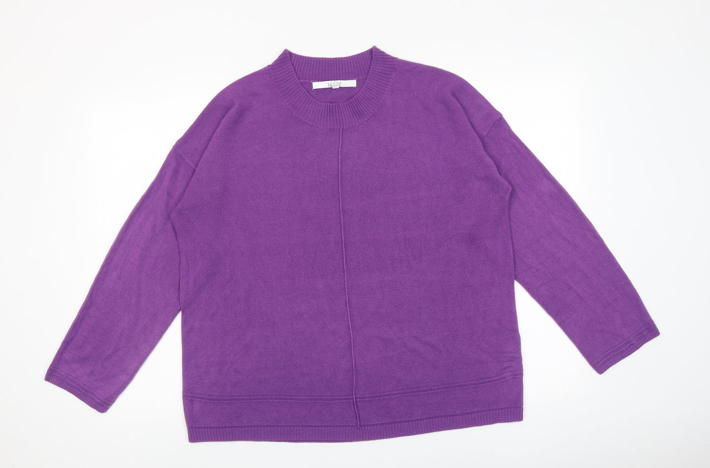 Vida Vi Womens Purple Round Neck Acrylic Pullover Jumper Size XL