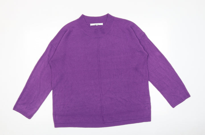 Vida Vi Womens Purple Round Neck Acrylic Pullover Jumper Size XL