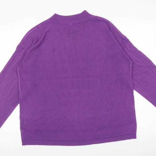 Vida Vi Womens Purple Round Neck Acrylic Pullover Jumper Size XL