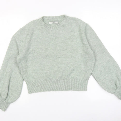 Pigalle Womens Green Round Neck Acetate Pullover Jumper Size M