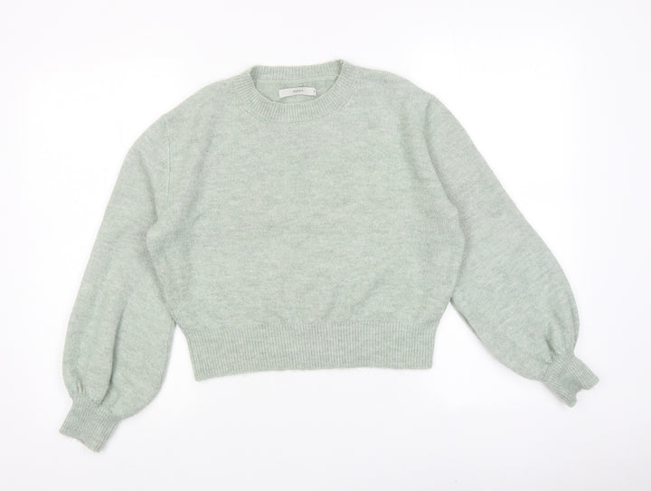 Pigalle Womens Green Round Neck Acetate Pullover Jumper Size M