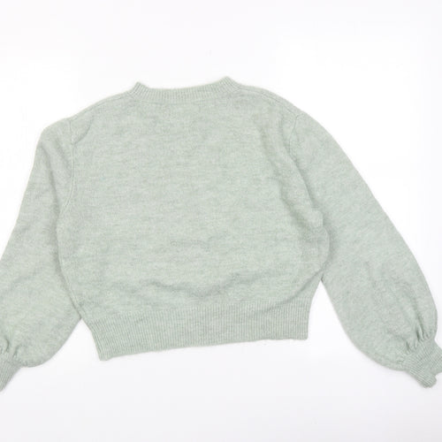 Pigalle Womens Green Round Neck Acetate Pullover Jumper Size M