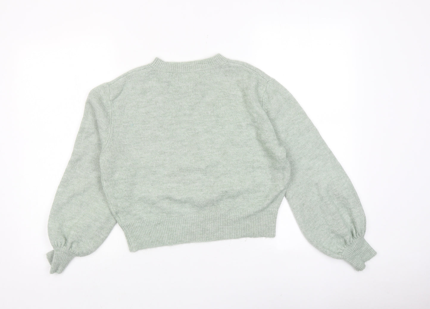 Pigalle Womens Green Round Neck Acetate Pullover Jumper Size M