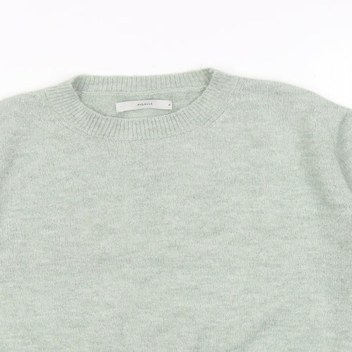 Pigalle Womens Green Round Neck Acetate Pullover Jumper Size M