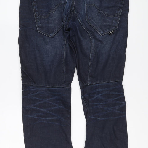 JACK & JONES Mens Blue Cotton Straight Jeans Size 32 in L30 in Regular Button