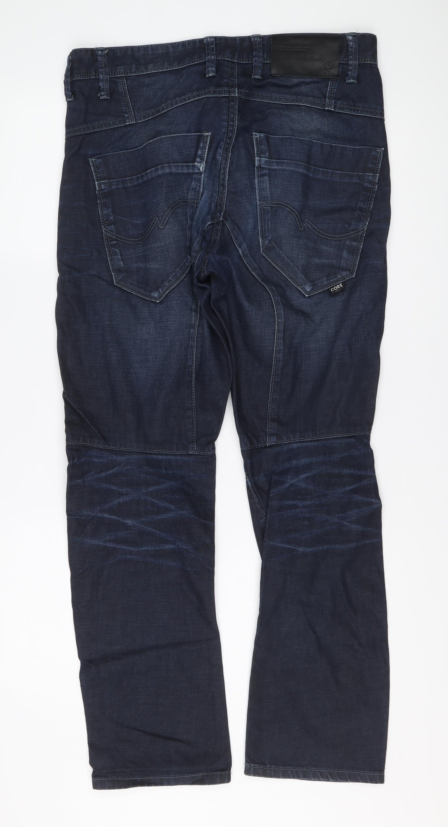 JACK & JONES Mens Blue Cotton Straight Jeans Size 32 in L30 in Regular Button