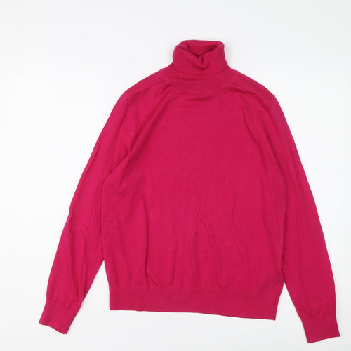 Marks and Spencer Womens Pink Roll Neck Wool Pullover Jumper Size 10