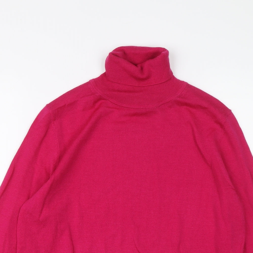 Marks and Spencer Womens Pink Roll Neck Wool Pullover Jumper Size 10