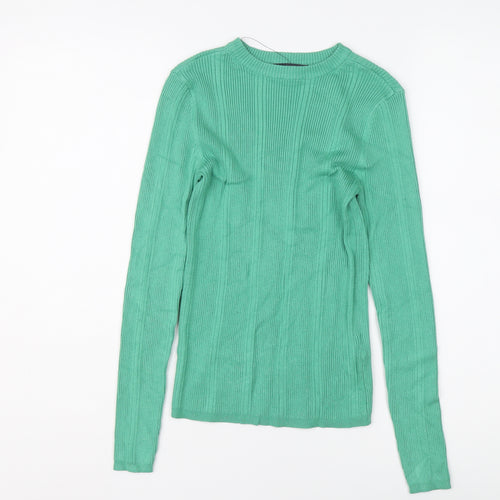 Marks and Spencer Womens Green Round Neck Viscose Pullover Jumper Size 8
