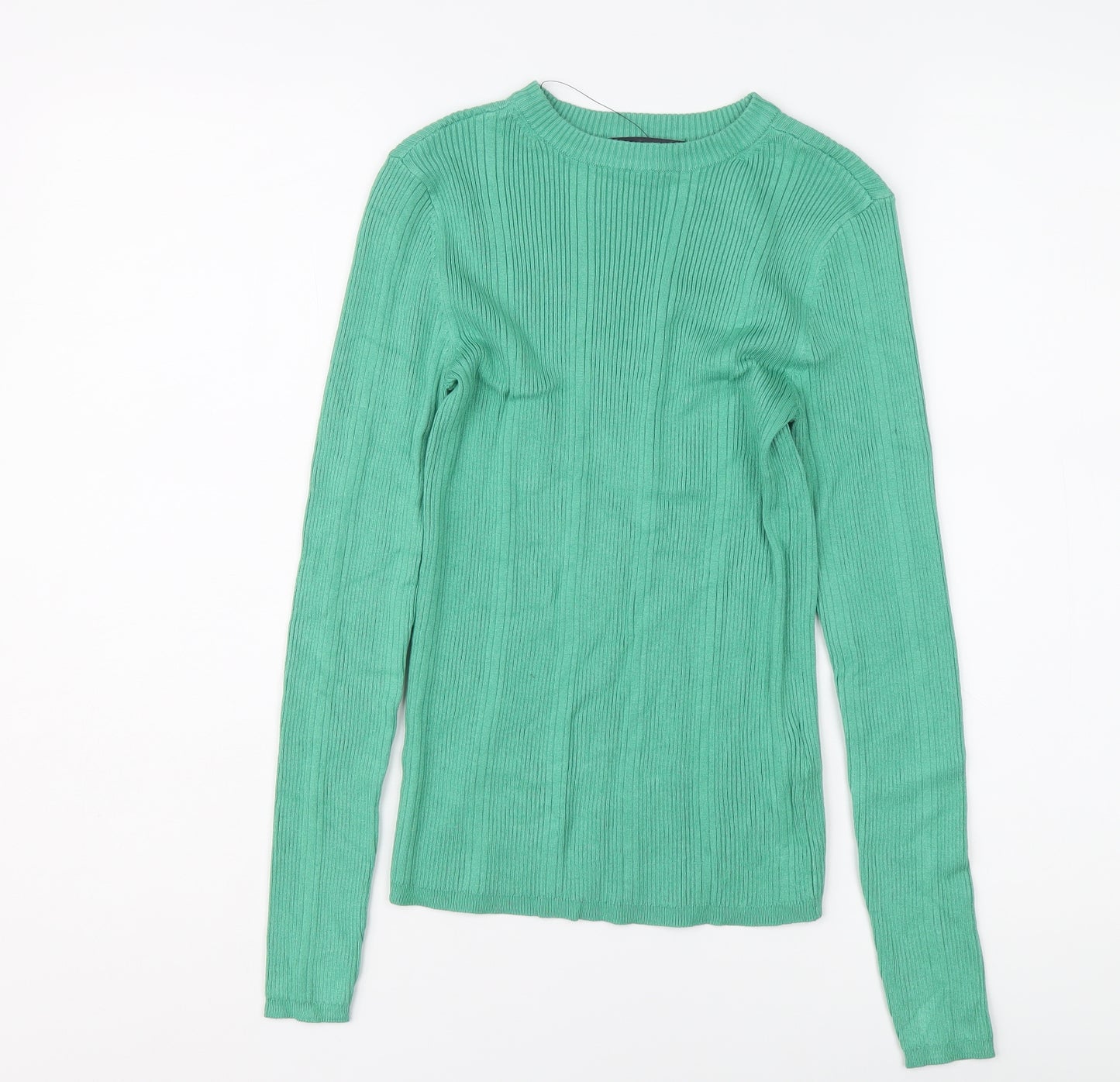Marks and Spencer Womens Green Round Neck Viscose Pullover Jumper Size 8