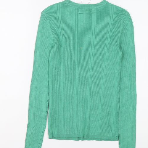 Marks and Spencer Womens Green Round Neck Viscose Pullover Jumper Size 8