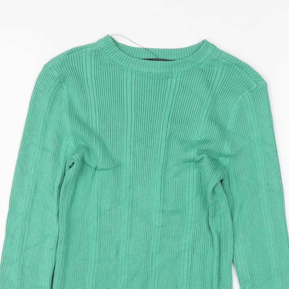 Marks and Spencer Womens Green Round Neck Viscose Pullover Jumper Size 8