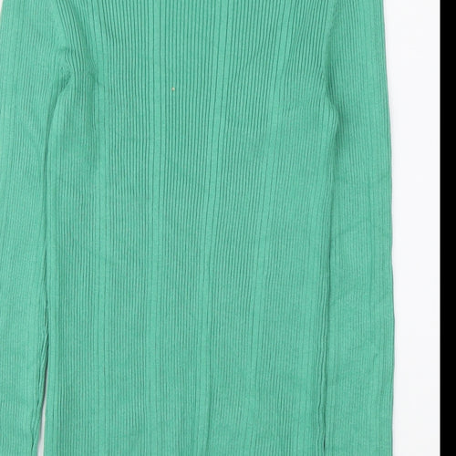 Marks and Spencer Womens Green Round Neck Viscose Pullover Jumper Size 8