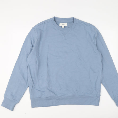 Marks and Spencer Mens Blue Cotton Pullover Sweatshirt Size L