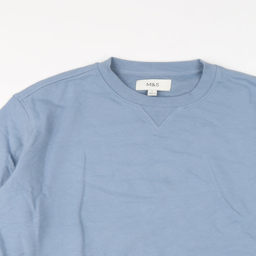 Marks and Spencer Mens Blue Cotton Pullover Sweatshirt Size L