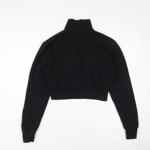ellesse Womens Black Cotton Pullover Sweatshirt Size 4 Zip