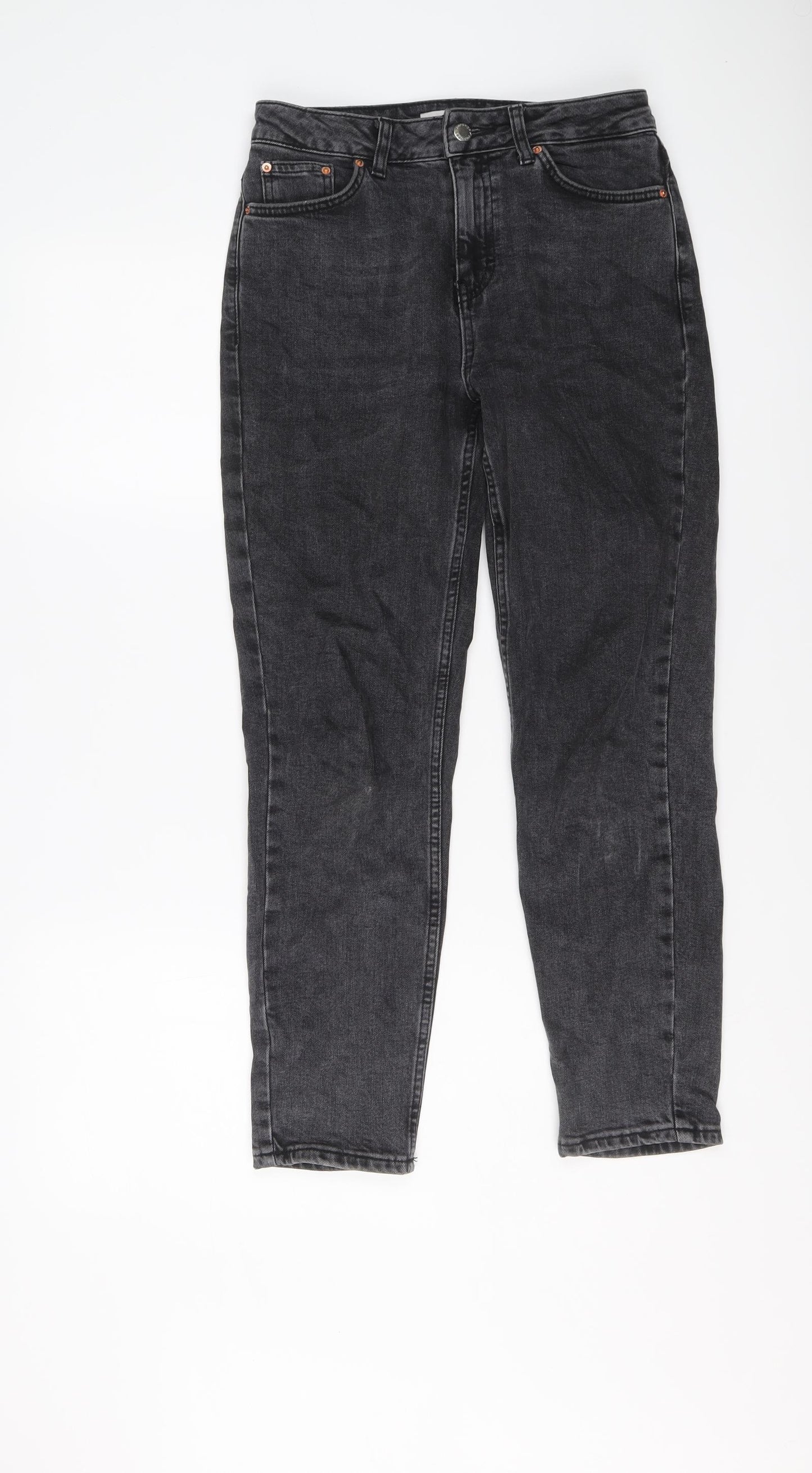Topshop Womens Grey Cotton Skinny Jeans Size 26 in L26 in Regular Button