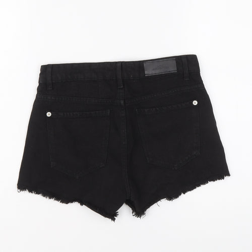 Mango Womens Black Cotton Hot Pants Shorts Size 6 L3 in Regular Button