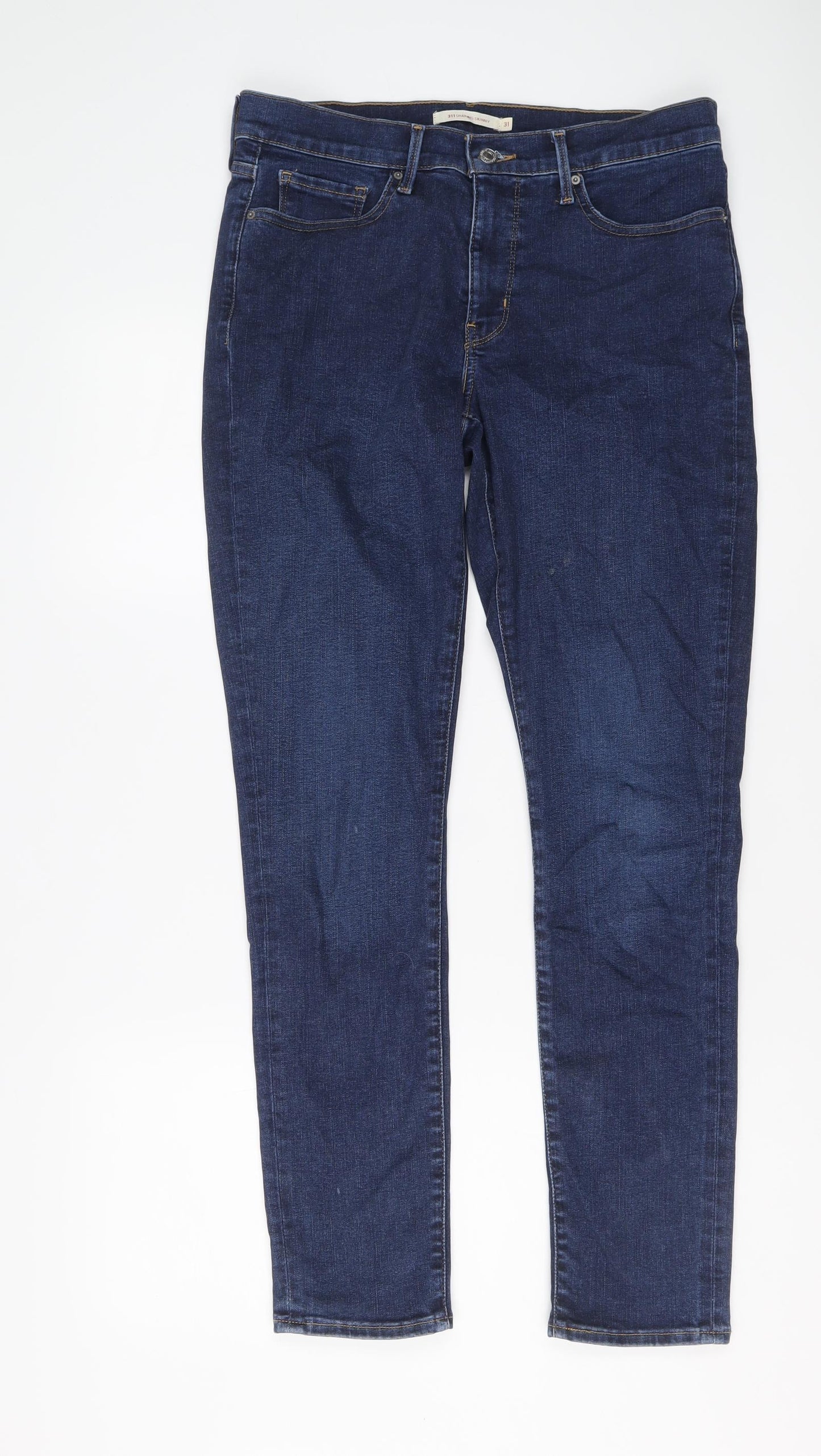 Levi's Womens Blue Cotton Straight Jeans Size 32 in L31 in Regular Button