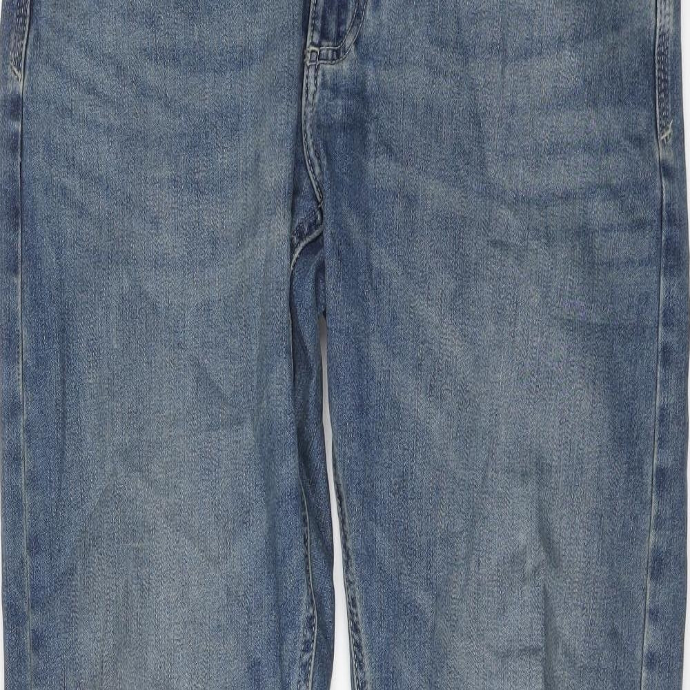Marks and Spencer Mens Blue Cotton Straight Jeans Size 32 in L29 in Slim Button