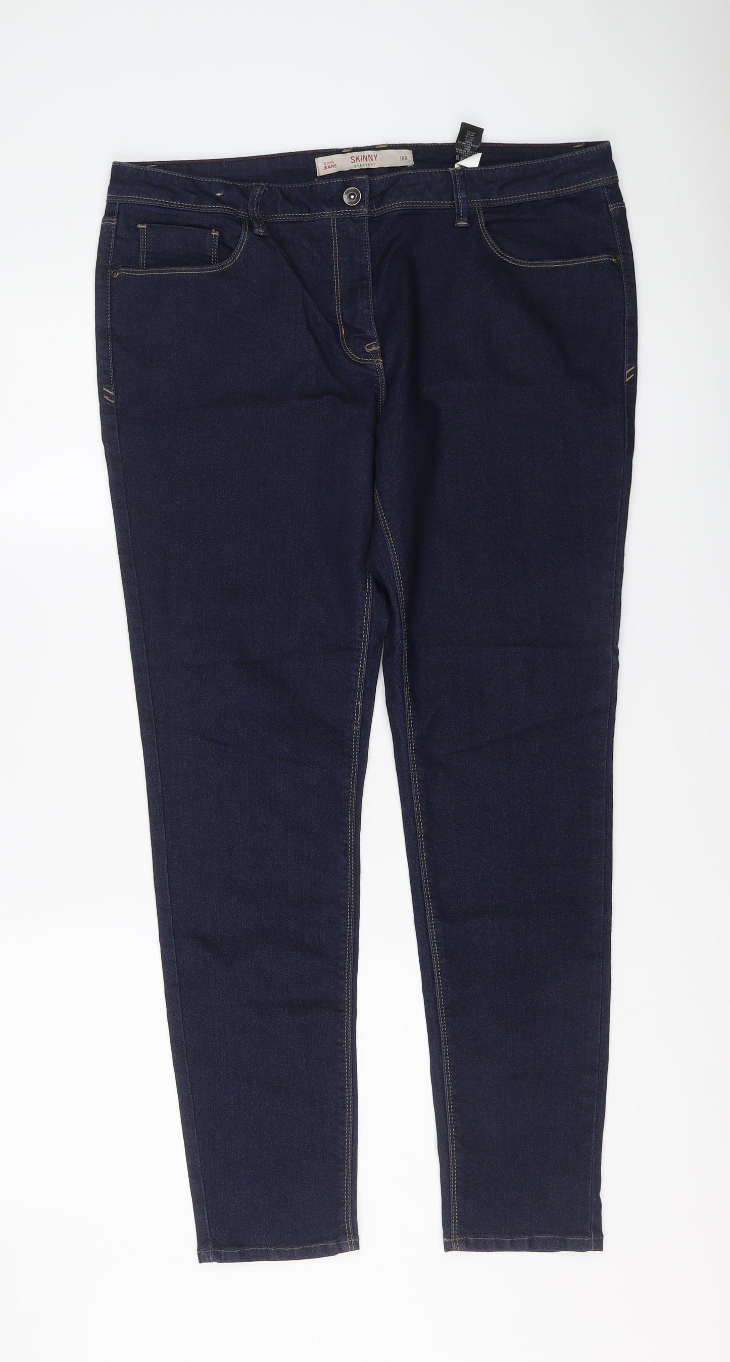 NEXT Womens Blue Cotton Skinny Jeans Size 18 L29 in Regular Button