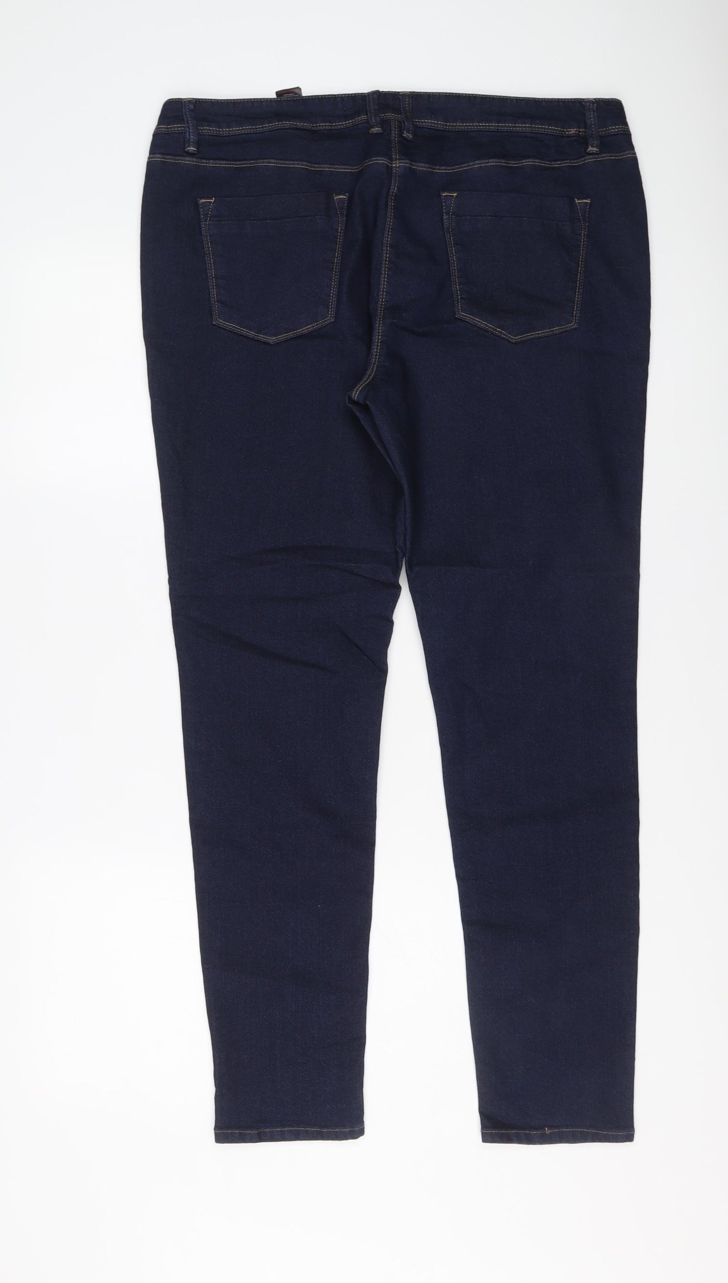 NEXT Womens Blue Cotton Skinny Jeans Size 18 L29 in Regular Button