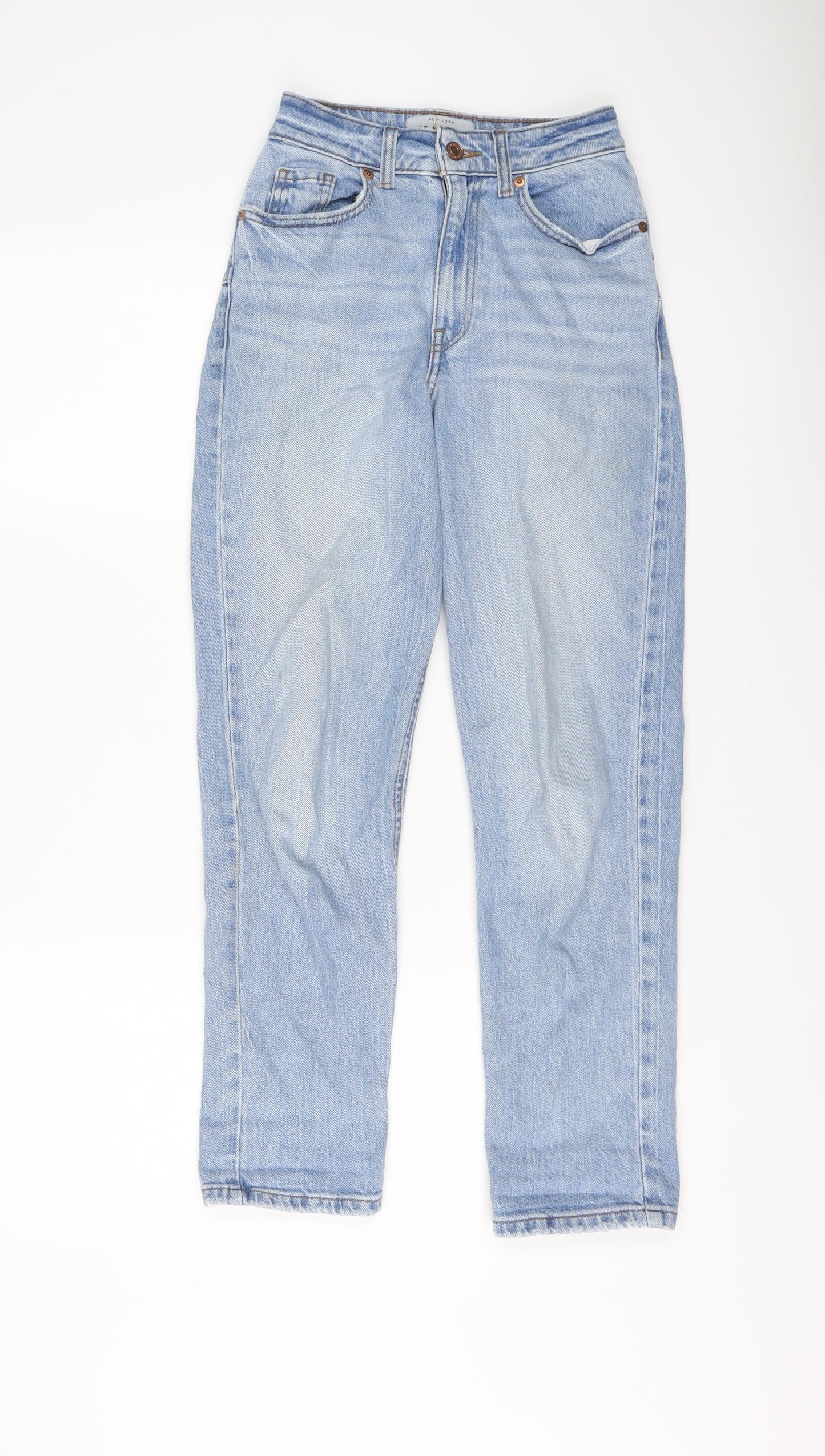 New Look Womens Blue Cotton Straight Jeans Size 6 L26 in Regular Button