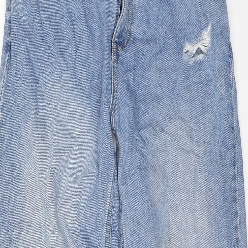 F&F Girls Blue Cotton Wide-Leg Jeans Size 11-12 Years Regular Button