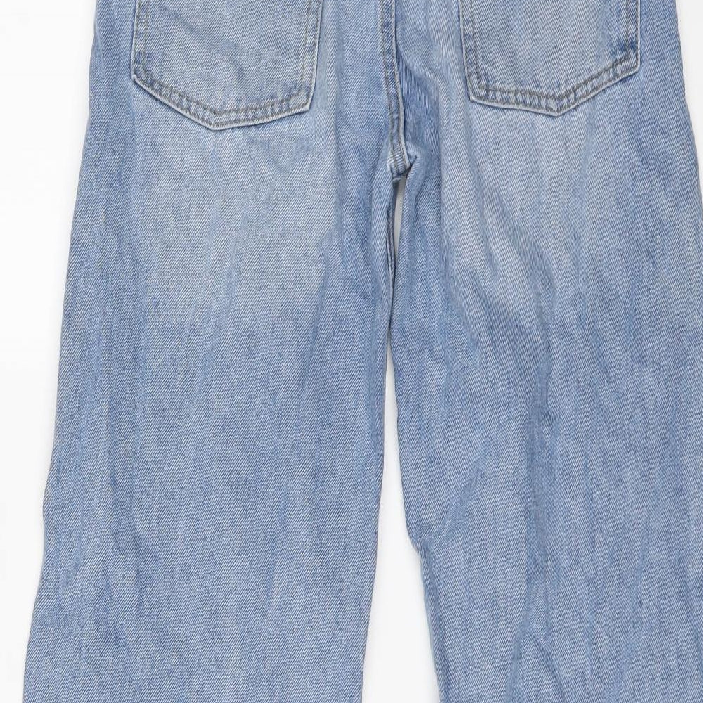 F&F Girls Blue Cotton Wide-Leg Jeans Size 11-12 Years Regular Button