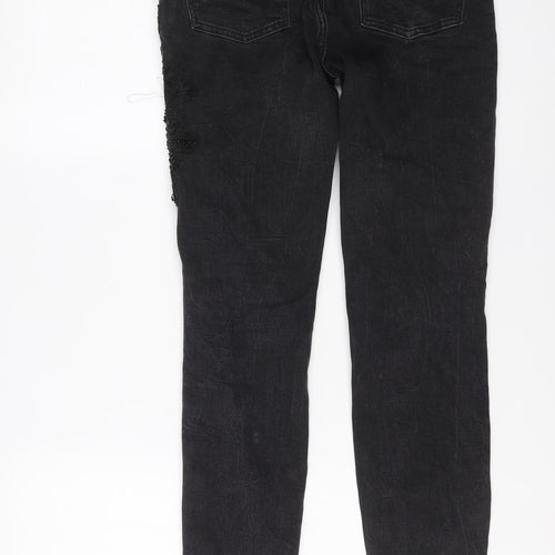 Zara Womens Black Cotton Skinny Jeans Size 10 L28 in Regular Button