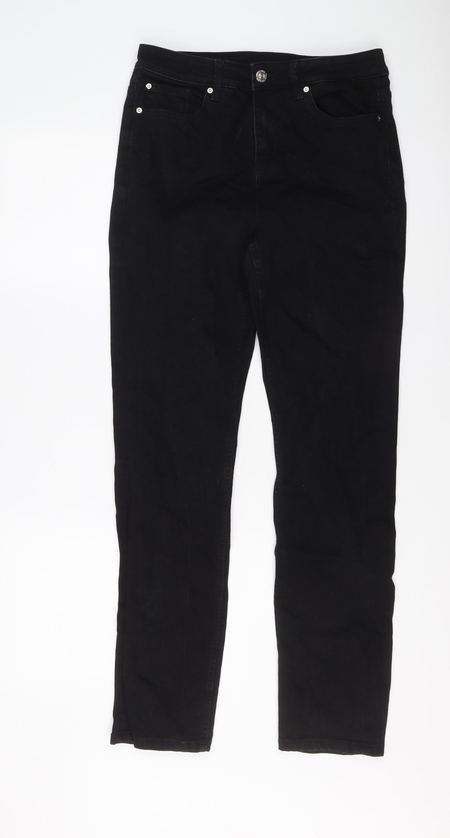 Marks and Spencer Womens Black Cotton Skinny Jeans Size 12 L30 in Regular Button
