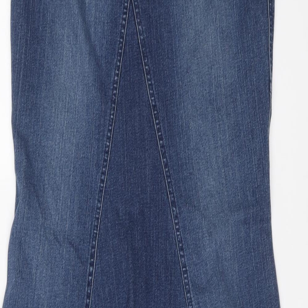 Hennes Womens Blue Cotton Bandage Skirt Size 8 Button