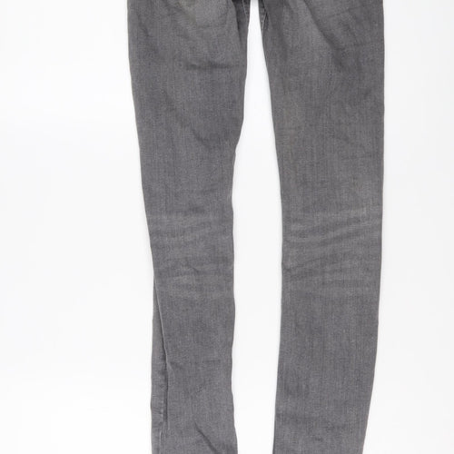 Zara Womens Grey Cotton Skinny Jeans Size 10 L31 in Regular Button