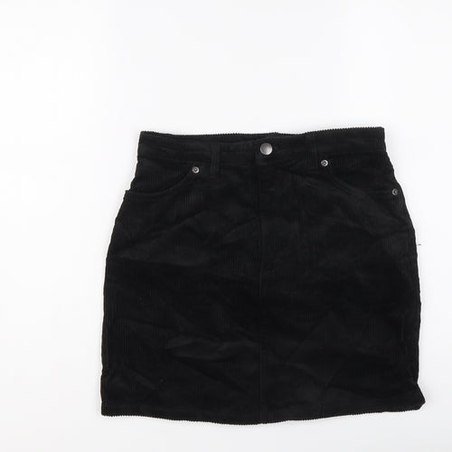 Monki Womens Black Cotton Mini Skirt Size 28 in Button