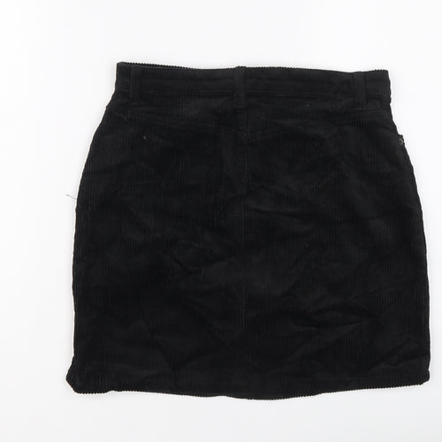 Monki Womens Black Cotton Mini Skirt Size 28 in Button
