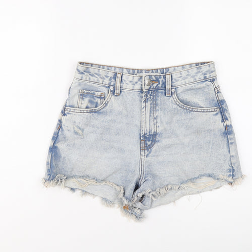 Denim & Co. Womens Blue Cotton Hot Pants Shorts Size 10 L3 in Regular Button - Distressed