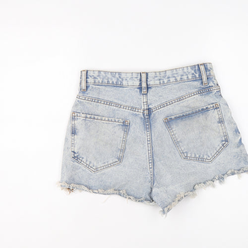 Denim & Co. Womens Blue Cotton Hot Pants Shorts Size 10 L3 in Regular Button - Distressed