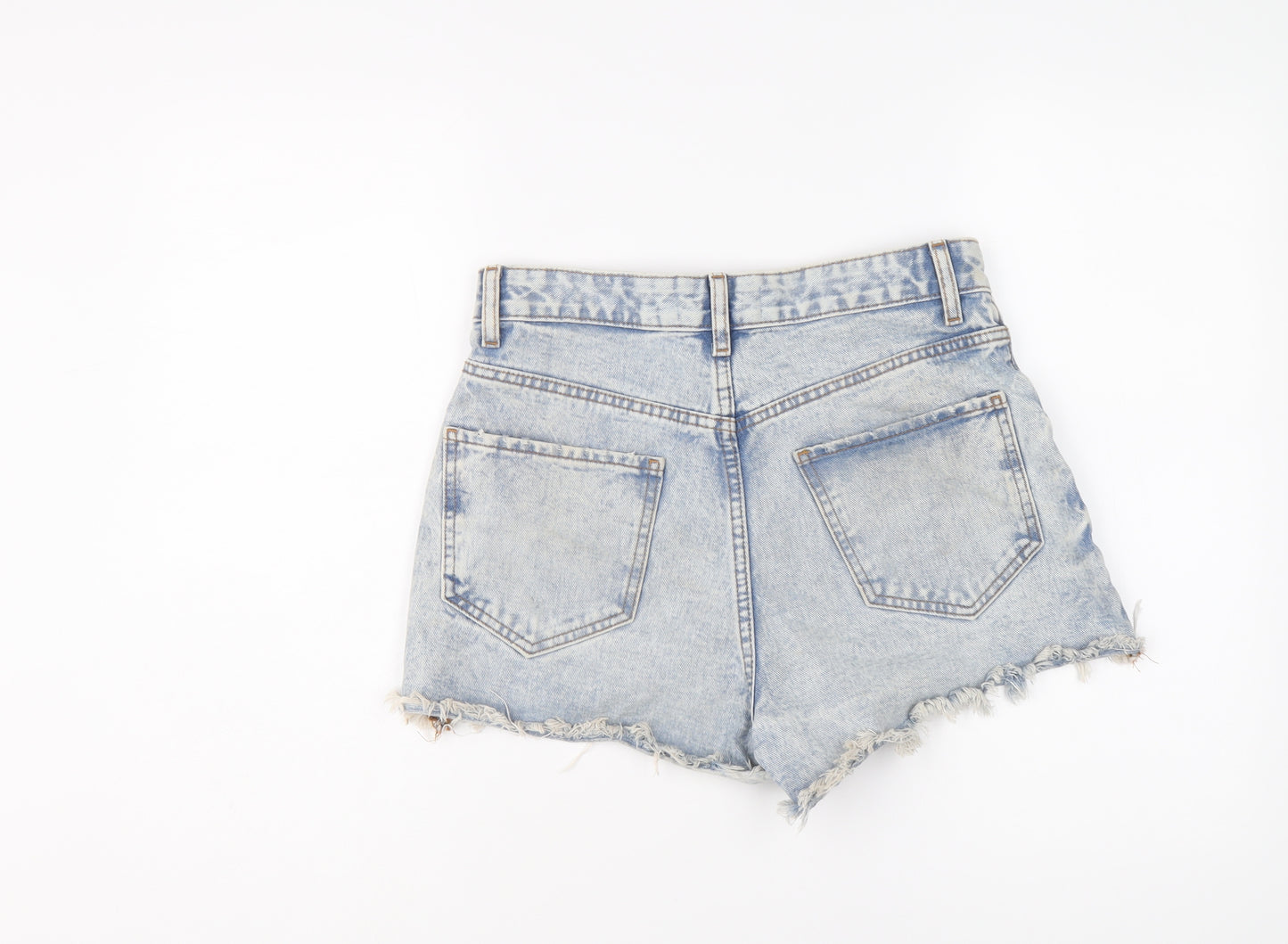 Denim & Co. Womens Blue Cotton Hot Pants Shorts Size 10 L3 in Regular Button - Distressed