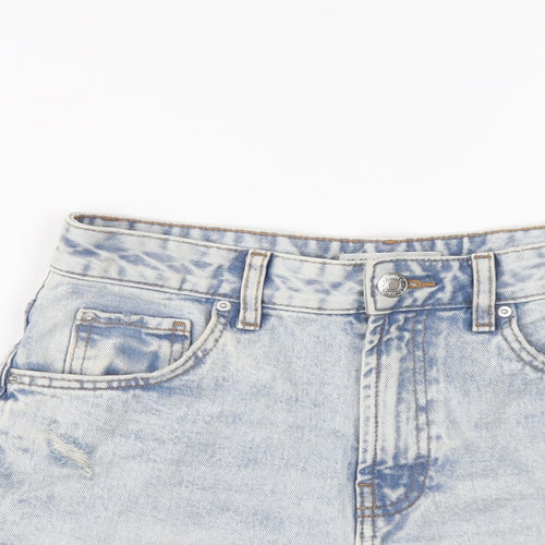 Denim & Co. Womens Blue Cotton Hot Pants Shorts Size 10 L3 in Regular Button - Distressed
