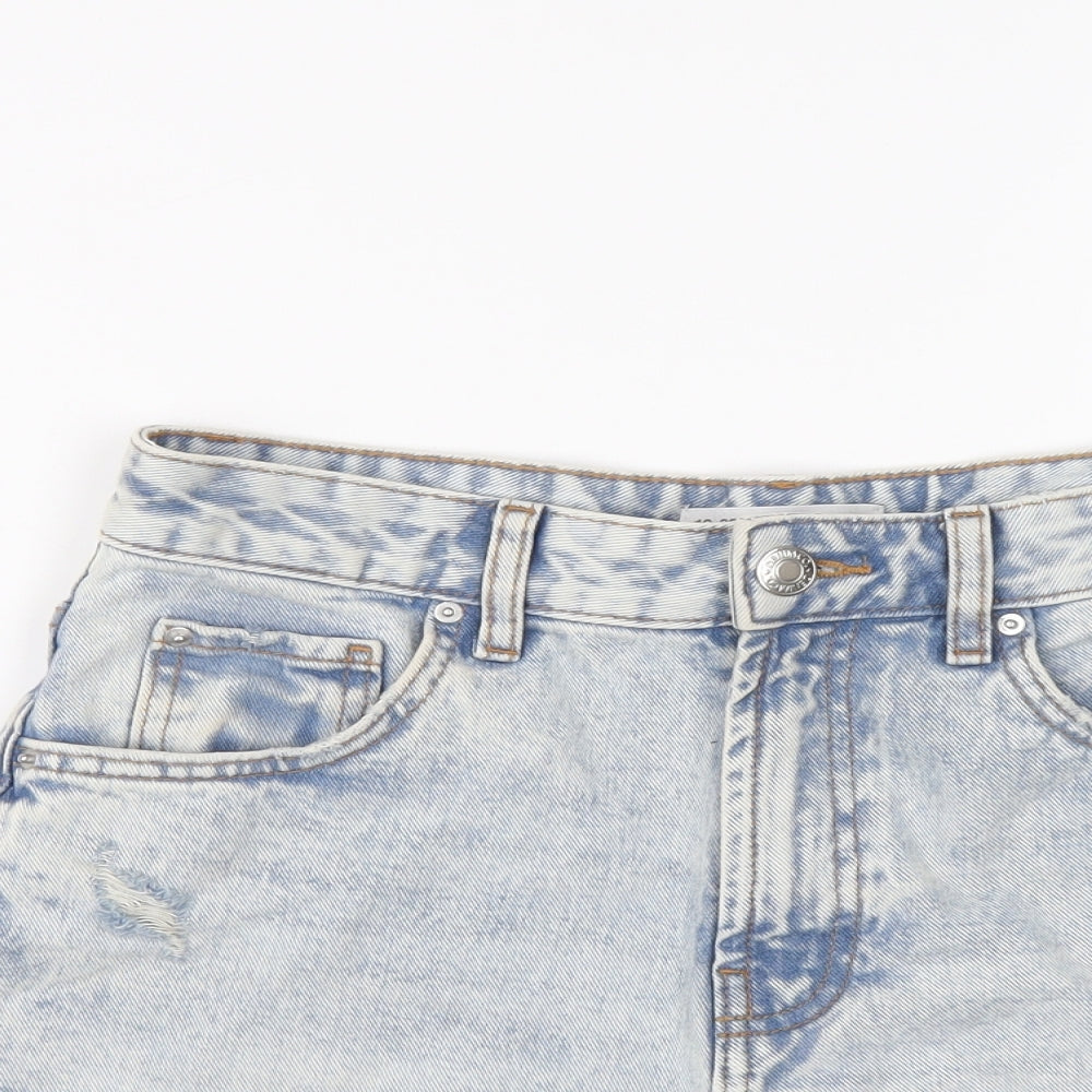 Denim & Co. Womens Blue Cotton Hot Pants Shorts Size 10 L3 in Regular Button - Distressed