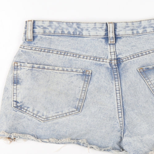Denim & Co. Womens Blue Cotton Hot Pants Shorts Size 10 L3 in Regular Button - Distressed