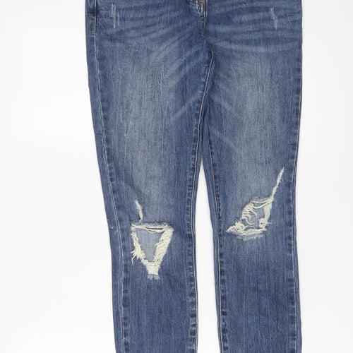 NEXT Womens Blue Cotton Skinny Jeans Size 10 L29 in Regular Button