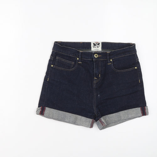 Firetrap Womens Blue Cotton Hot Pants Shorts Size 27 in L3 in Regular Button