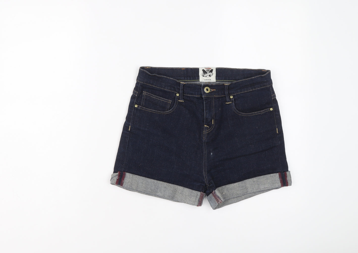 Firetrap Womens Blue Cotton Hot Pants Shorts Size 27 in L3 in Regular Button