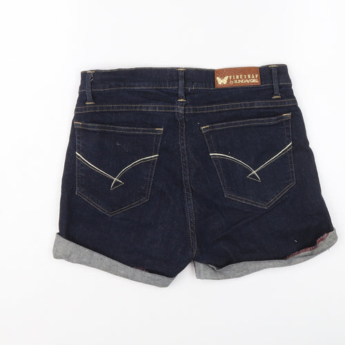 Firetrap Womens Blue Cotton Hot Pants Shorts Size 27 in L3 in Regular Button
