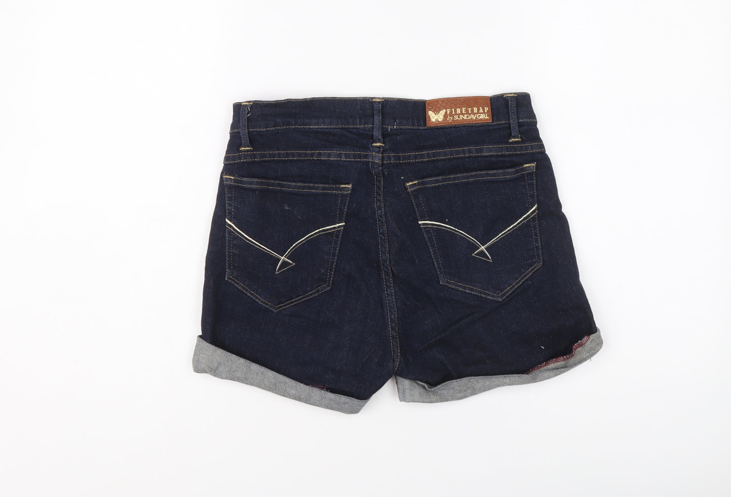 Firetrap Womens Blue Cotton Hot Pants Shorts Size 27 in L3 in Regular Button