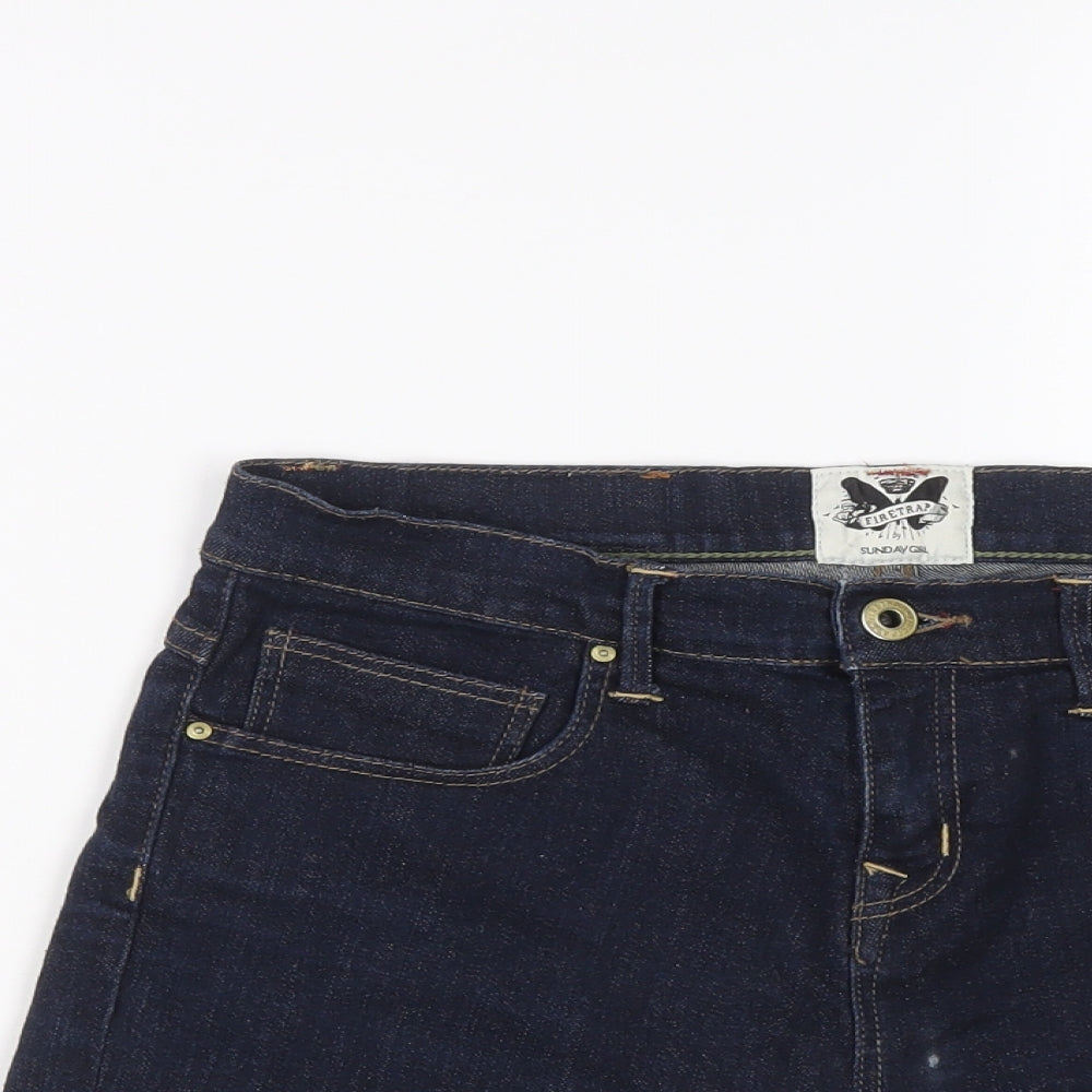 Firetrap Womens Blue Cotton Hot Pants Shorts Size 27 in L3 in Regular Button