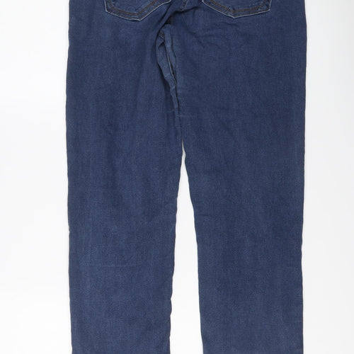 Angels Womens Blue Cotton Straight Jeans Size 14 L26 in Regular Button